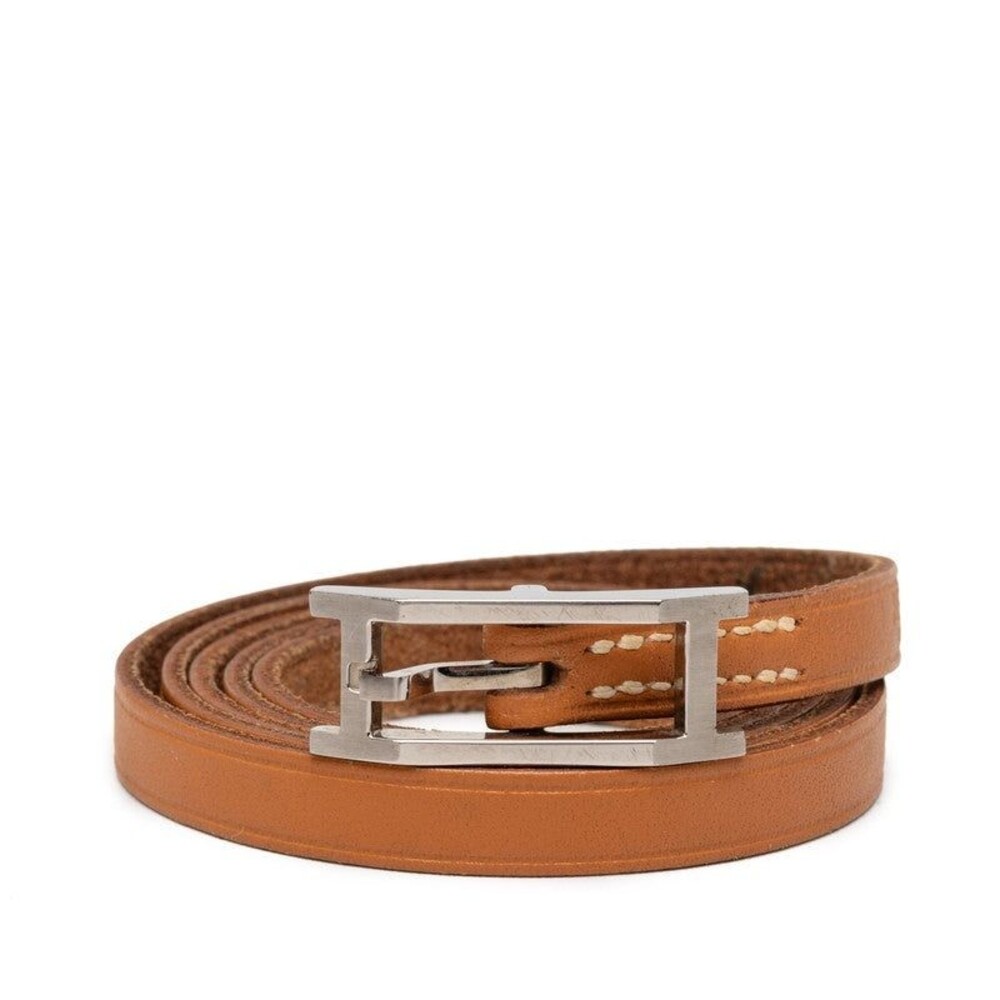 Hermes Api Double Tour Leather Bracelet Brown